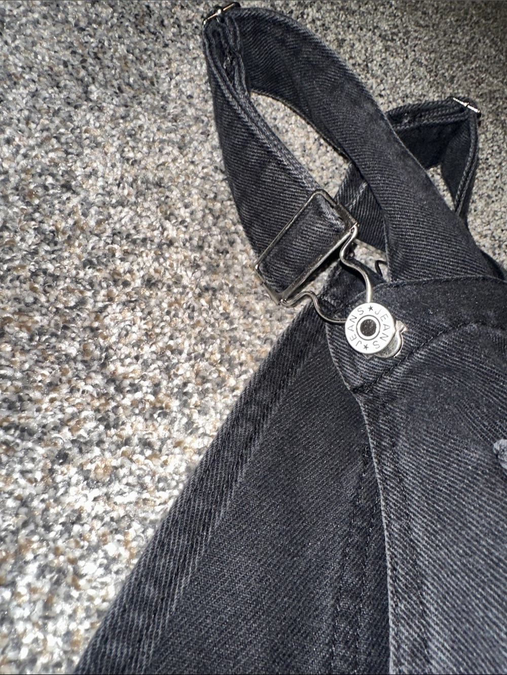 Black Washed Denim Overalls - Picture 6 of 7